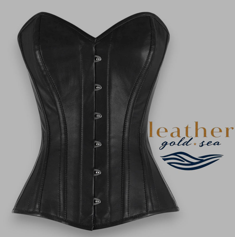 Black leather Corset with silver studs | Handcrafted in Leather