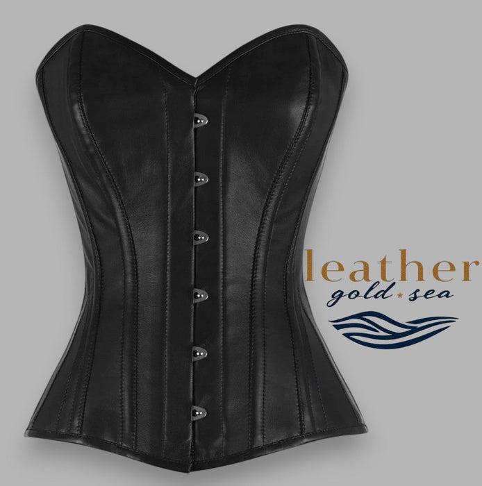 Black leather Corset with silver studs | Handcrafted in Leather