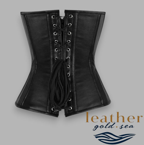 Black leather Corset with silver studs | Handcrafted in Leather