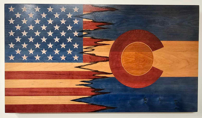 The American Combination Flag Collection – Handcrafted Solid Hardwood Flags – Made by U.S. Veterans