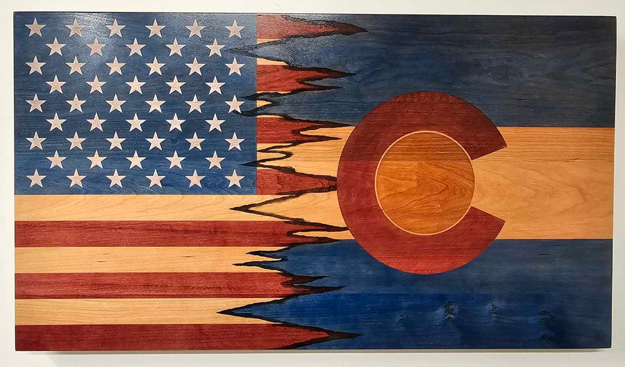 The American Combination Flag Collection – Handcrafted Solid Hardwood Flags – Made by U.S. Veterans