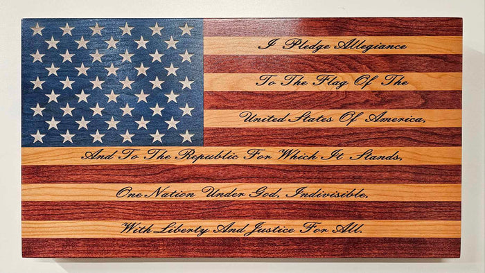 Pledge of Allegiance Handcrafted Patriotic Wall Flag – Made by U.S. Veterans