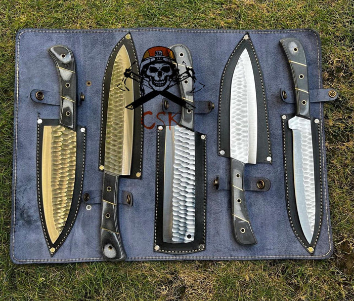 5pcs Custom made D2 Steel chef knives set