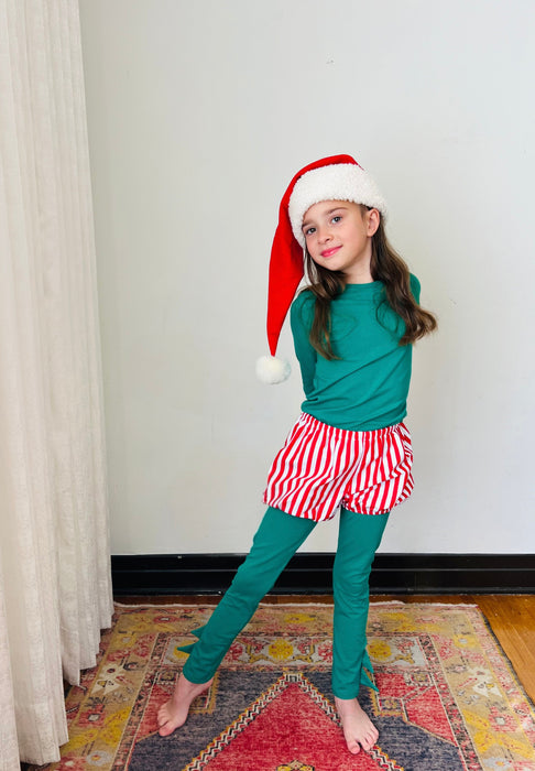 Christmas Elf Pajama Costume with Candy Cane bloomer by Band of the Wild