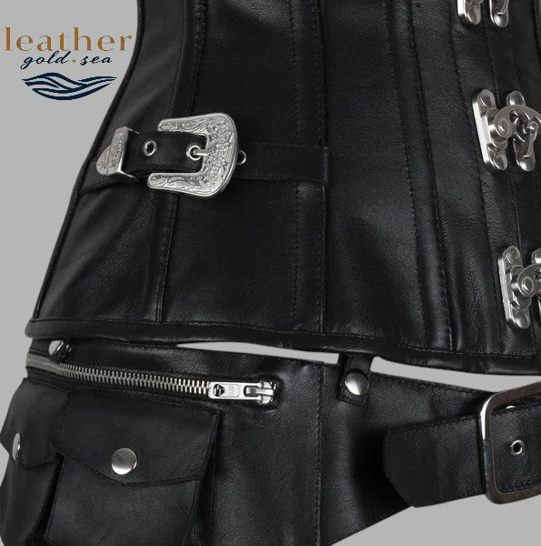 Leather Corset Custom – Handcrafted Black Steel Boned