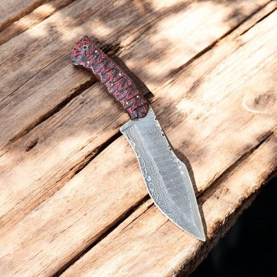 Handmade Damascus Hunting Knife with Epoxy Resin Handle