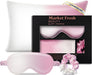 Market Fresh Beauty Mulberry Silk Sleep Set, Pillowcase, Eye Mask and Hair Scrunchie, Silk, Pink & White Gradient