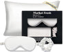 Market Fresh Beauty Mulberry Silk Sleep Set, Pillowcase, Eye Mask and Hair Scrunchie, Silk, White
