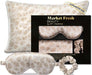 Market Fresh Beauty Mulberry Silk Sleep Set, Pillowcase, Eye Mask and Hair Scrunchie, Silk, Cream Leopard