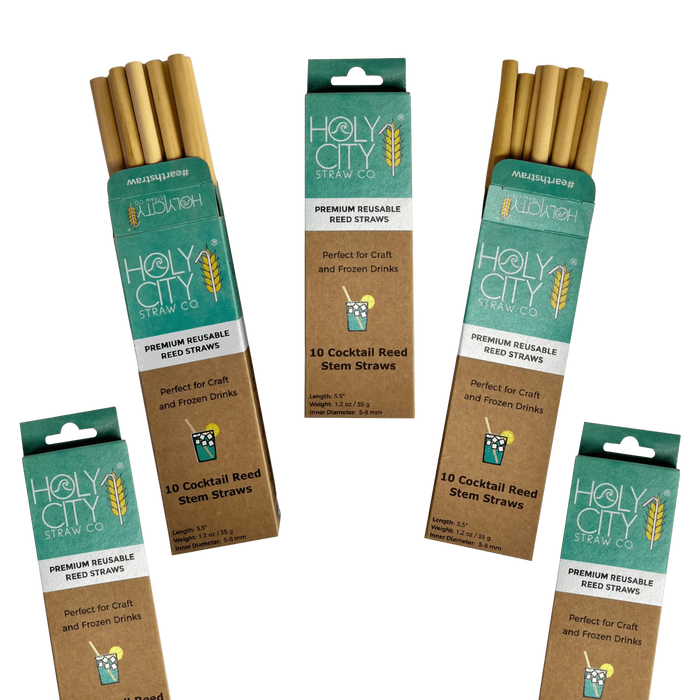 Cocktail Reusable Reed Straw Bundle 5 Pack Spread