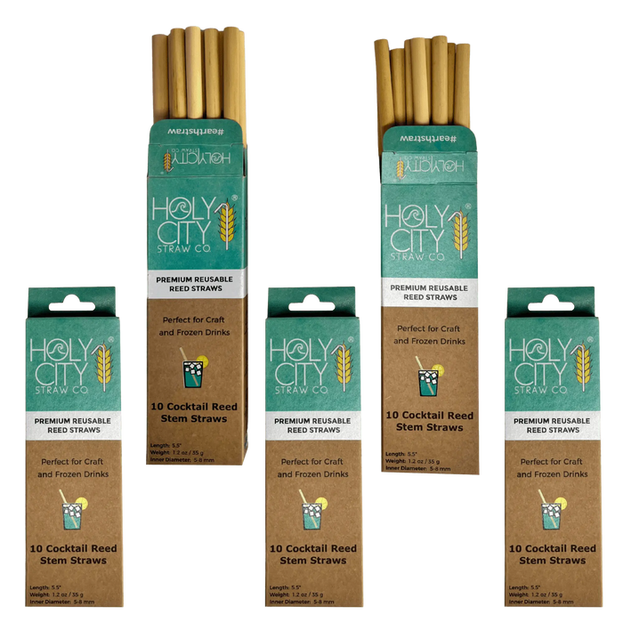Cocktail Reusable Reed Straw Bundle 5 Pack  Staggered