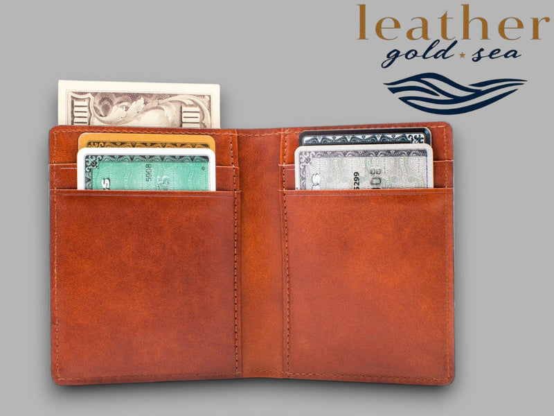 Handmade Mens Leather Bifold Wallet– Brown