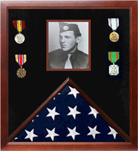 Photo Flag and Medal Display Case, Flag and Photo Frame 3" x 5"., , The Military Gift Store, Medal Display Case