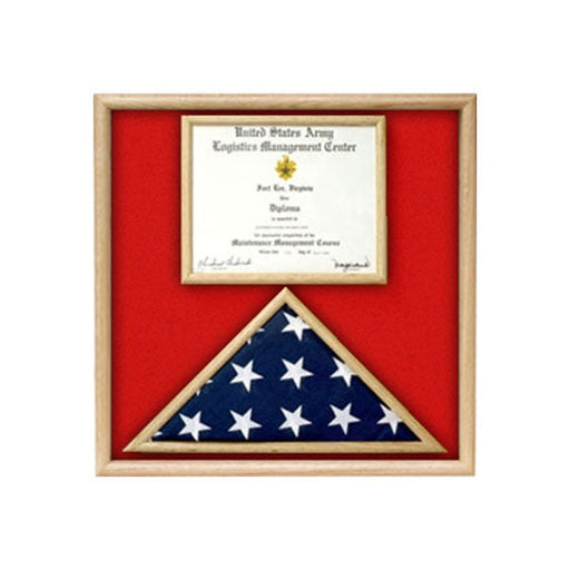 US Marine Corp Flag and Certificate Display Case/ award case - Oak or Walnut Material., US Marine Corp Flag and Certificate Display Case/ award case, The Military Gift Store, Flag and Certificate Case