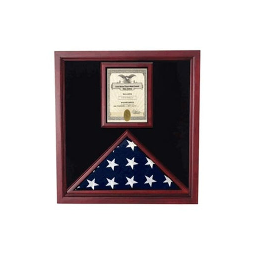 Flag and Document Case - Vertical 8 1/2 x 11 Document - Cherry Material. - The Military Gift Store