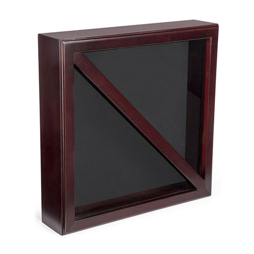 Wood Flag Case for (2) 5’ x 9.5’ Flags, Rear Loading, Glass Front - Mahogany., Wood Flag Case for (2) 5’ x 9.5’ Flags, Rear Loading, Glass Front., The Military Gift Store, 2 Flags display case