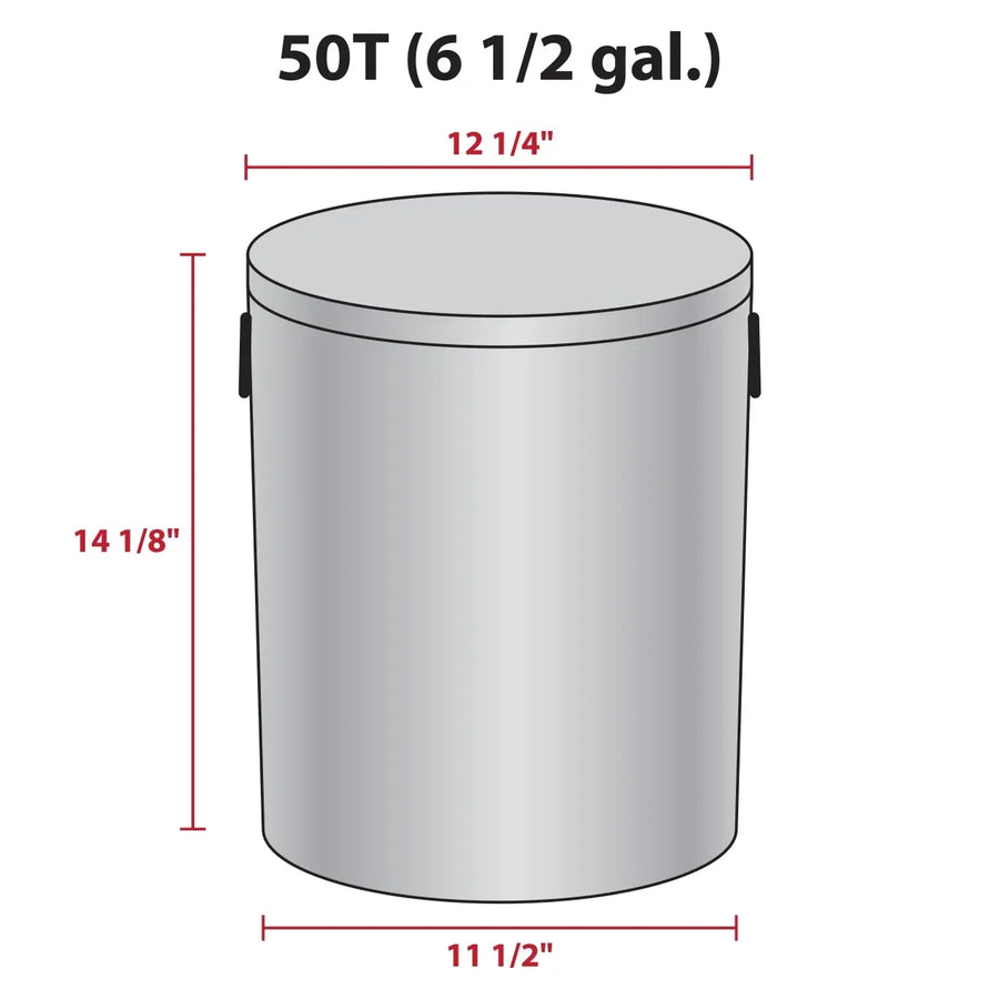 Dimension drawing for a nominal 6.5-gallon popcorn tin