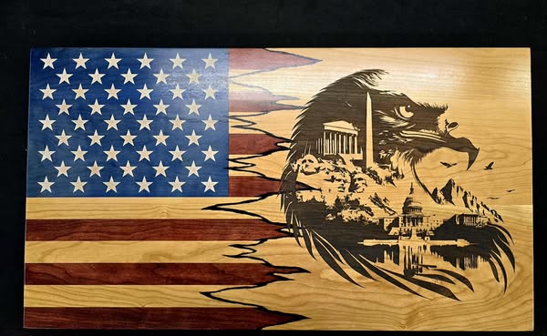 American Eagle Handcrafted Patriotic Wall Flag – Made by U.S. Veterans
