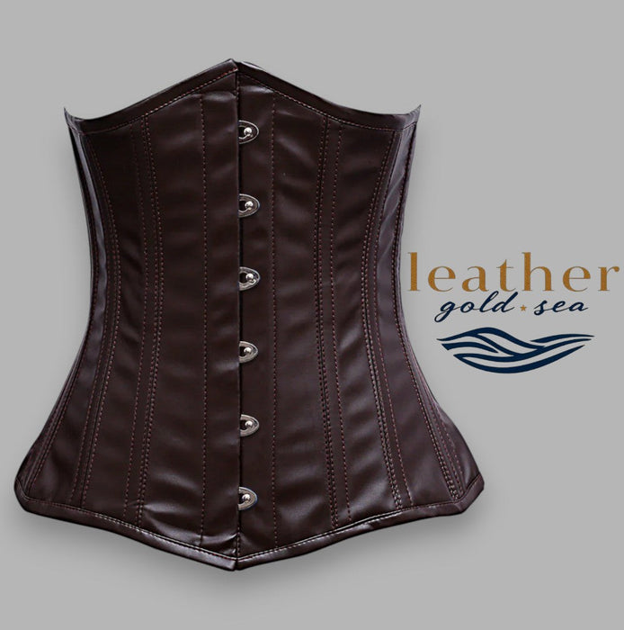 Steel Boned Corset | Under Breast Corset – Brown Leather