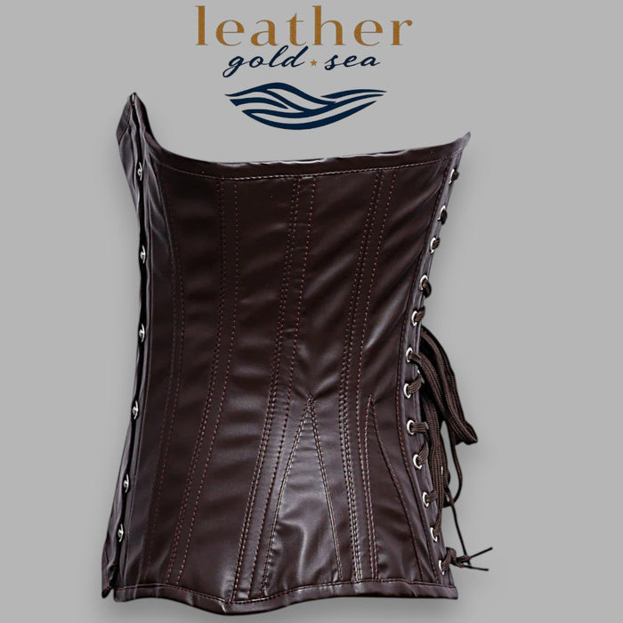 Steel Boned Corset | Under Breast Corset – Brown Leather