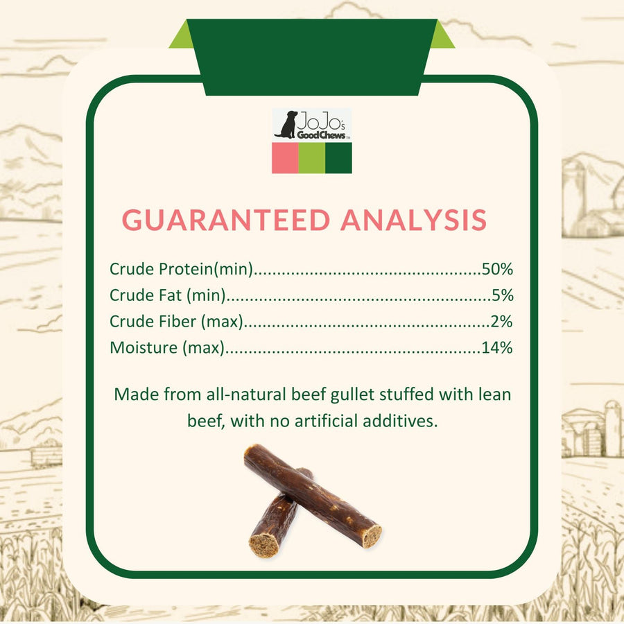 All-Natural Beef Stuffed Gullet Dog Treats – Protein-Packed Chews – 6 Inches (25/Case)