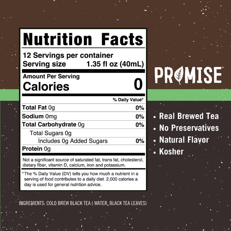 Promise Black Tea nutrition and ingredient panel