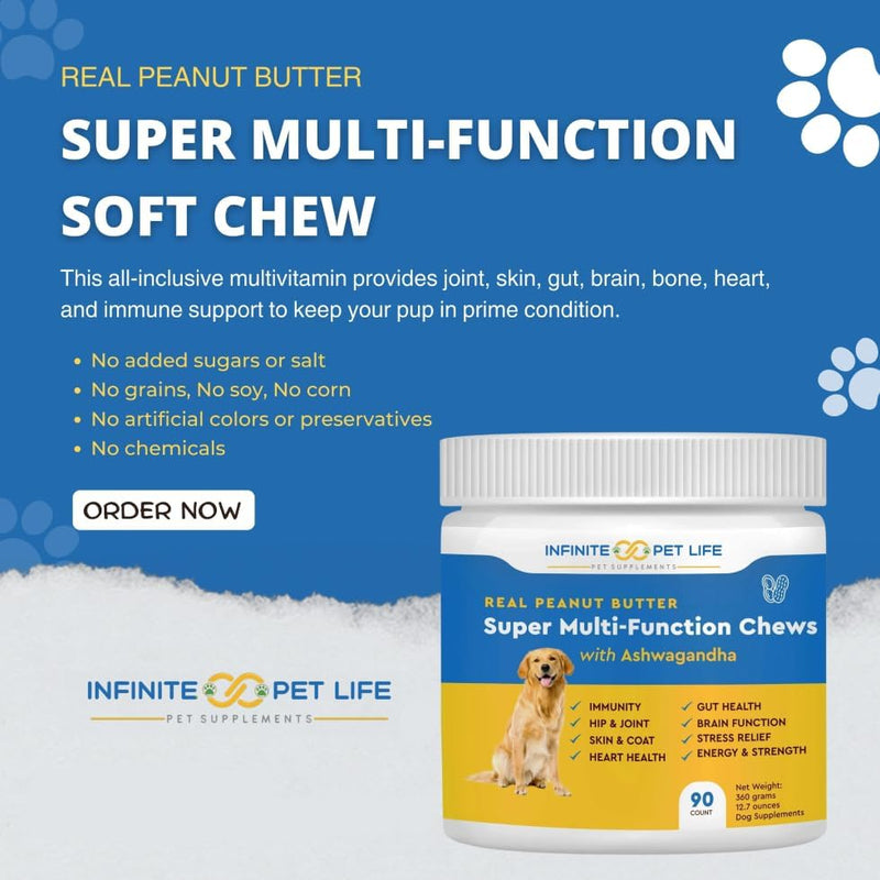 Super Multi-Vitamin Peanut Butter Soft Chew with Ashwagandha by Infinite Pet
