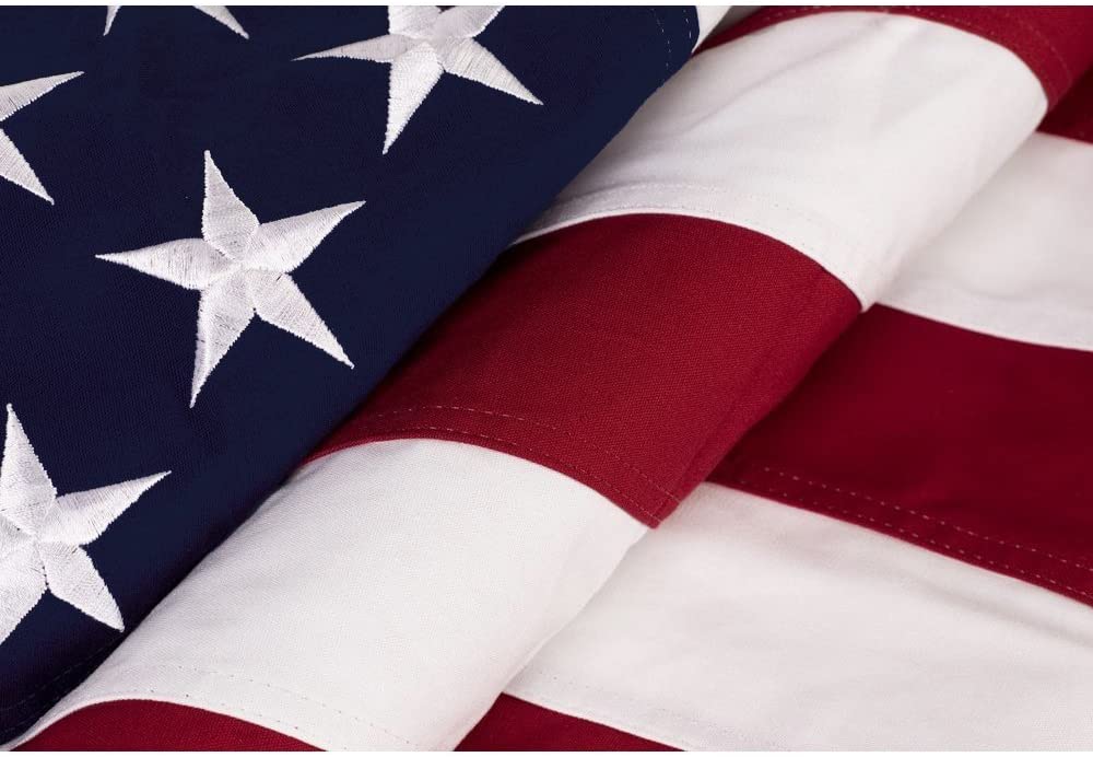 Pre Folded Memorial Flag American US Flag 5x9.5 Foot Heavy Duty Cotton For Veteran - Embroidered Stars and Sewn Stripes - 4 Rows of Lock Stitching - USA Flags with Brass Grommets comes pre folded, Pre Folded Memorial Flag American US Flag 5x9.5 Folded American Flag, The Military Gift Store, Pre Folded Flag