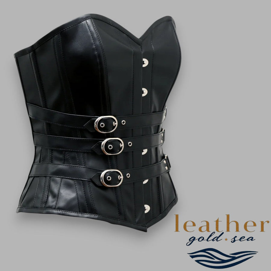 Elegant Handmade Black Leather Corset for Timeless Style