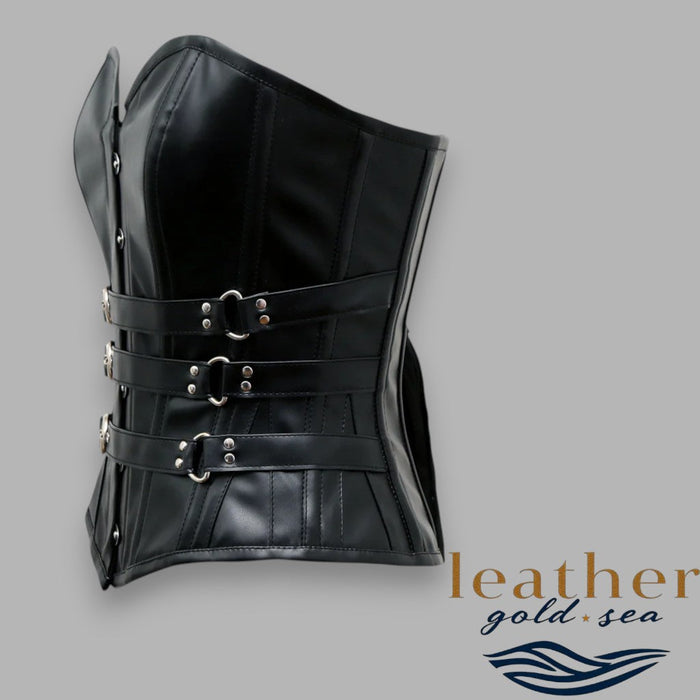Elegant Handmade Black Leather Corset for Timeless Style
