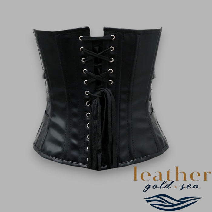 Elegant Handmade Black Leather Corset for Timeless Style