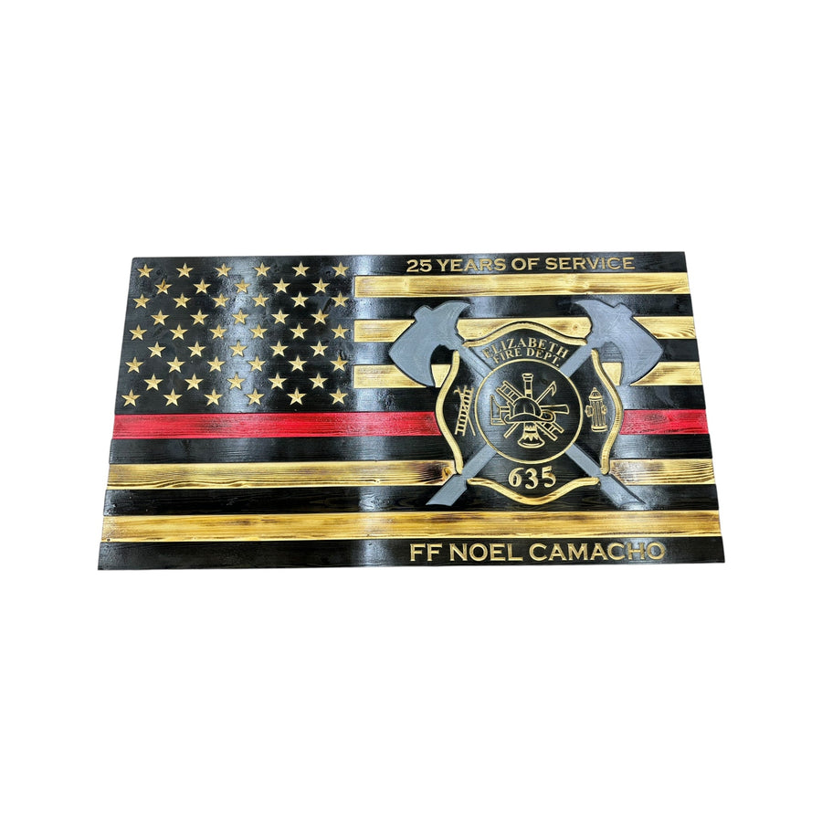 Custom Thin Red Line Firefighter Flag with Axes and Maltese Cross