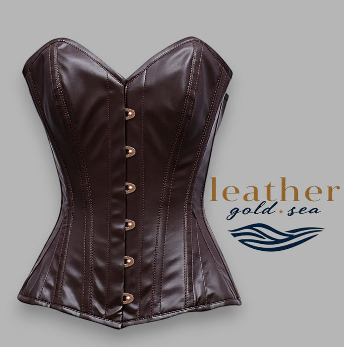 Brown Corset | Handcrafted Brown Leather Overbust Corset