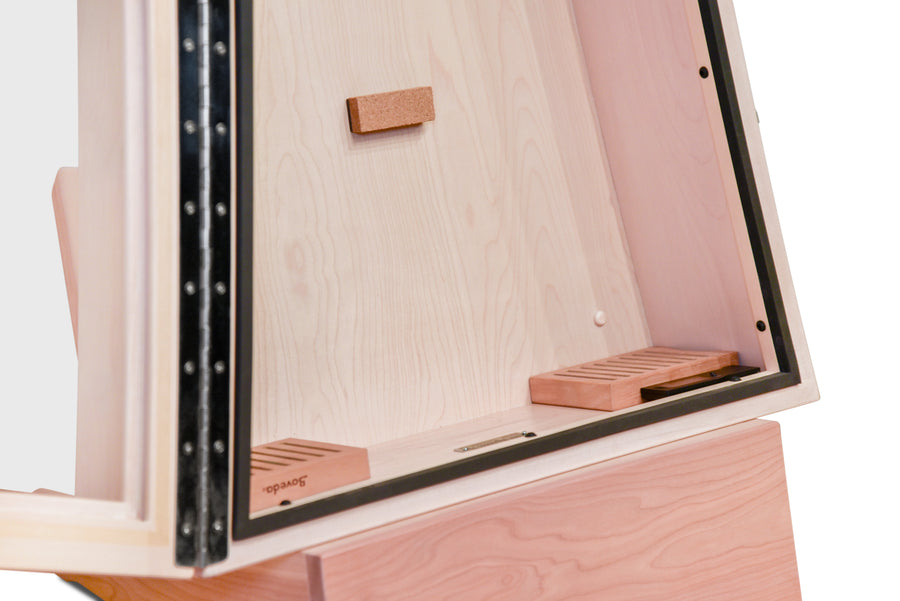 ClimaStand Triangle Humidor with Base - Birch with Campbell White Stain