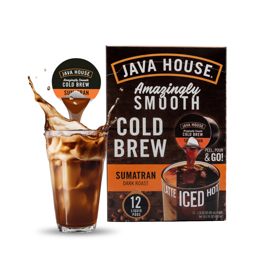 Sumatran carton and pod with coffee splash