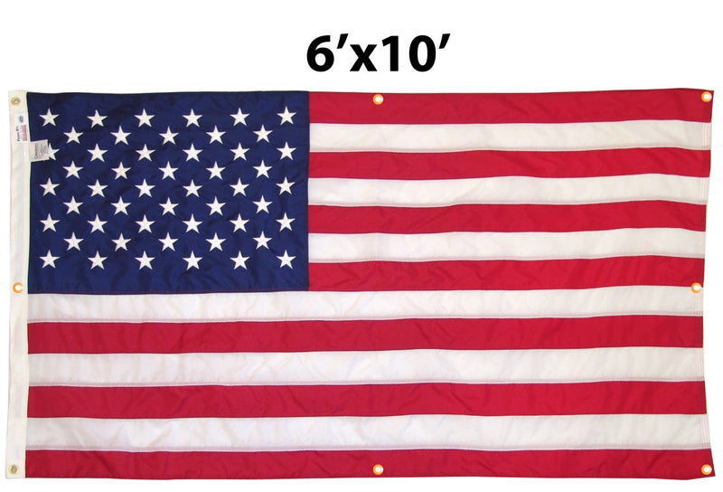 Nylon American Flag with Grommets Along Edges for Wall Hanging - Indoor or Outdoor *Made in USA*
