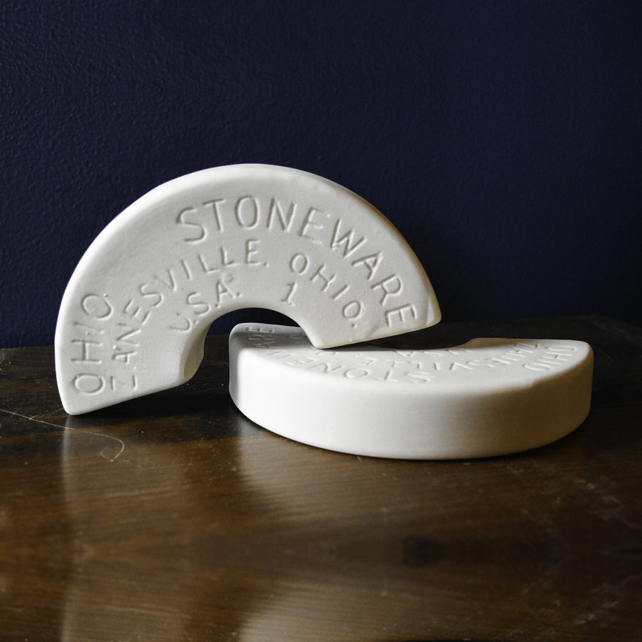 1-Gallon Stoneware Crock Weight Set - two semicircular ceramic weights