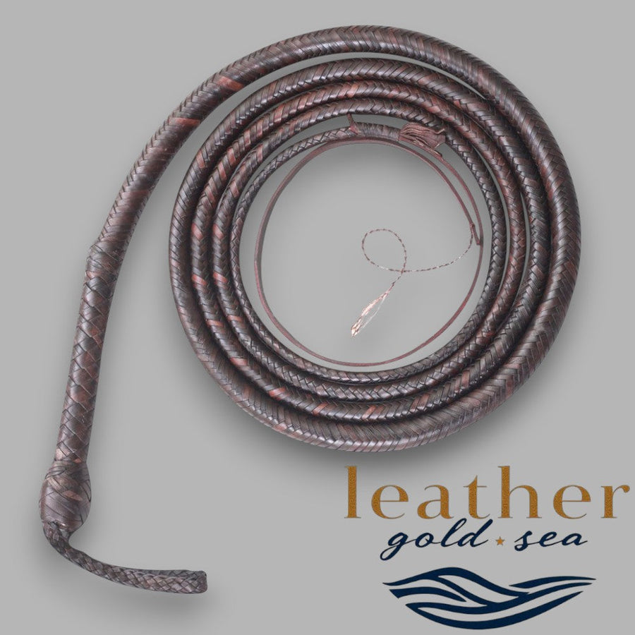 Premium Handmade Brown Leather Bullwhip – Genuine 16-Plait Craftsmanship