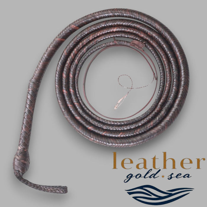 Premium Handmade Brown Leather Bullwhip – Genuine 16-Plait Craftsmanship