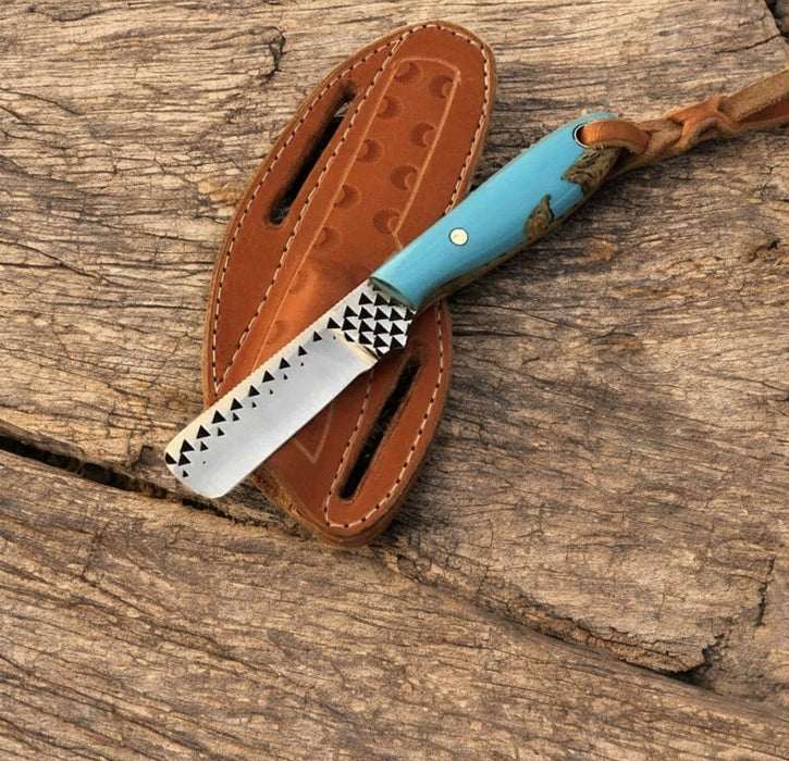 Custom Handmade Bull Cutter Knife | Rasp Tool Steel Blade