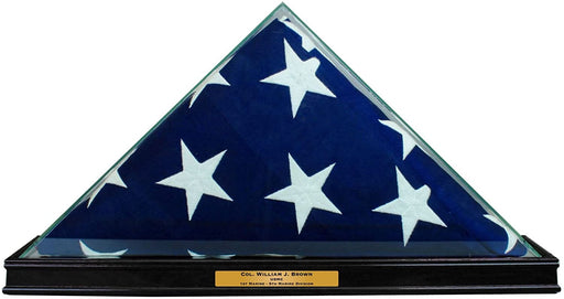 Perfect Cases All Glass Flag Display Case for 9.5' X 5' Flag with Engraving (Black)., Perfect Cases All Glass Flag Display Case for 9.5' X 5' Flag, The Military Gift Store, Glass display case