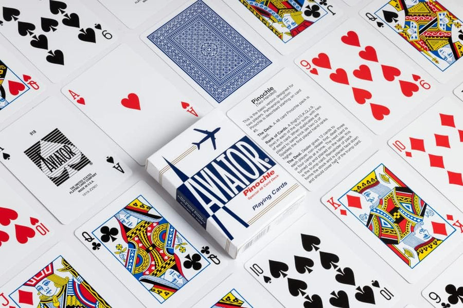 Aviator Pinochle Playing Cards – Red & Blue (Standard Index)