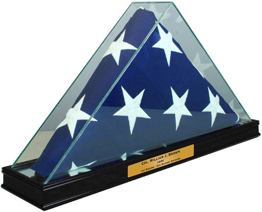 Perfect Cases All Glass Flag Display Case for 9.5' X 5' Flag with Engraving (Black)., Perfect Cases All Glass Flag Display Case for 9.5' X 5' Flag, The Military Gift Store, Glass display case