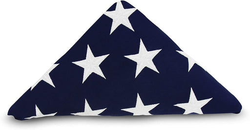 Pre Folded Memorial Flag American US Flag 5x9.5 Foot Heavy Duty Cotton For Veteran - Embroidered Stars and Sewn Stripes - 4 Rows of Lock Stitching - USA Flags with Brass Grommets comes pre folded, Pre Folded Memorial Flag American US Flag 5x9.5 Folded American Flag, The Military Gift Store, Pre Folded Flag