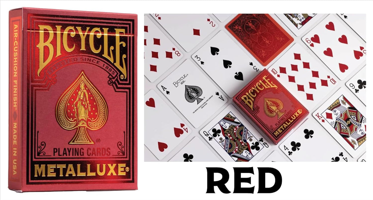 Bicycle Metalluxe Playing Cards – Luxury Foil Rider Back (Red, Blue, Green, Gold, Silver, & Orange)