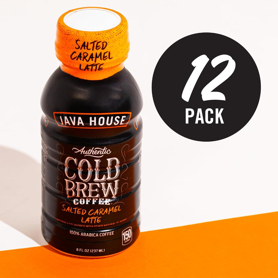 Salted Caramel latte bottle labeled as a 12-pack offer