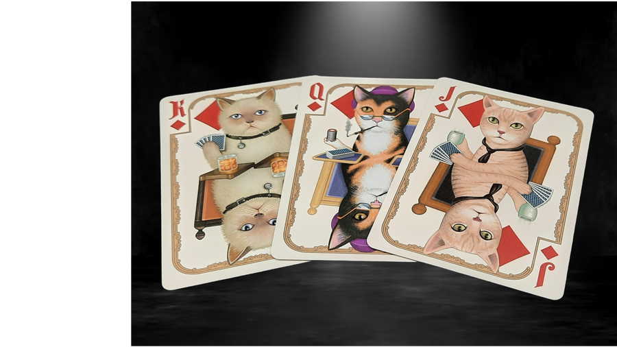 Bicycle Poker Cats V2 Playing Cards - Hand-Drawn Feline Artwork Deck