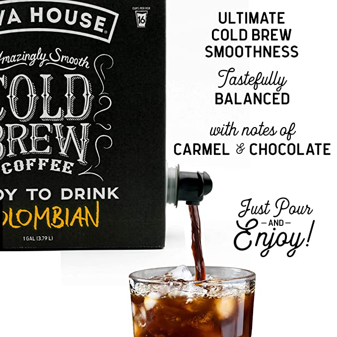 Colombian box pouring iced coffee with flavor message