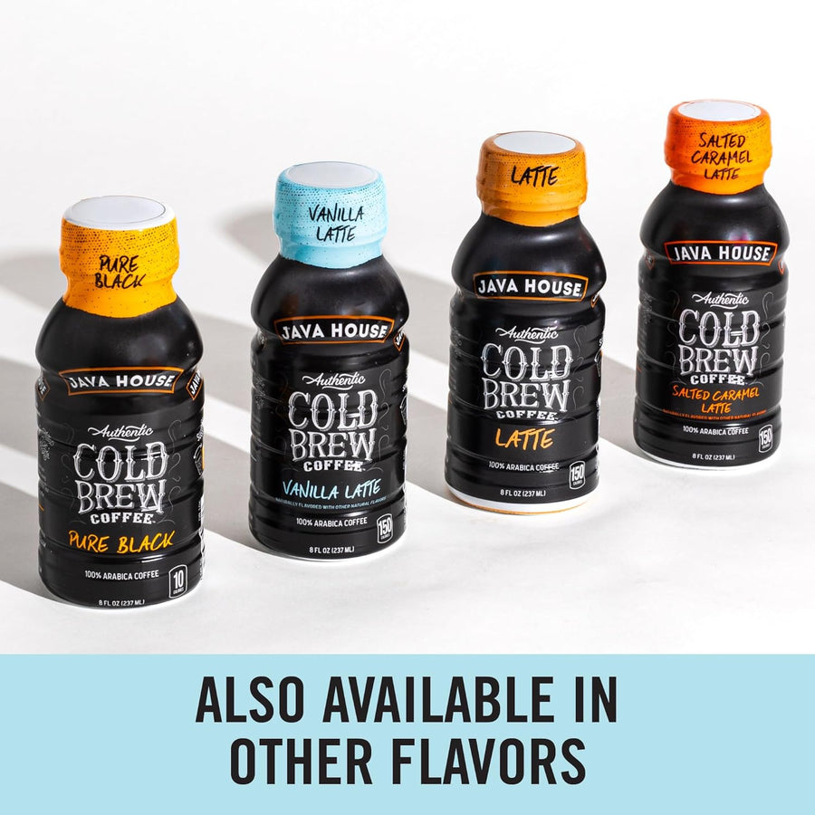 Black, vanilla and caramel cold brew bottle lineup