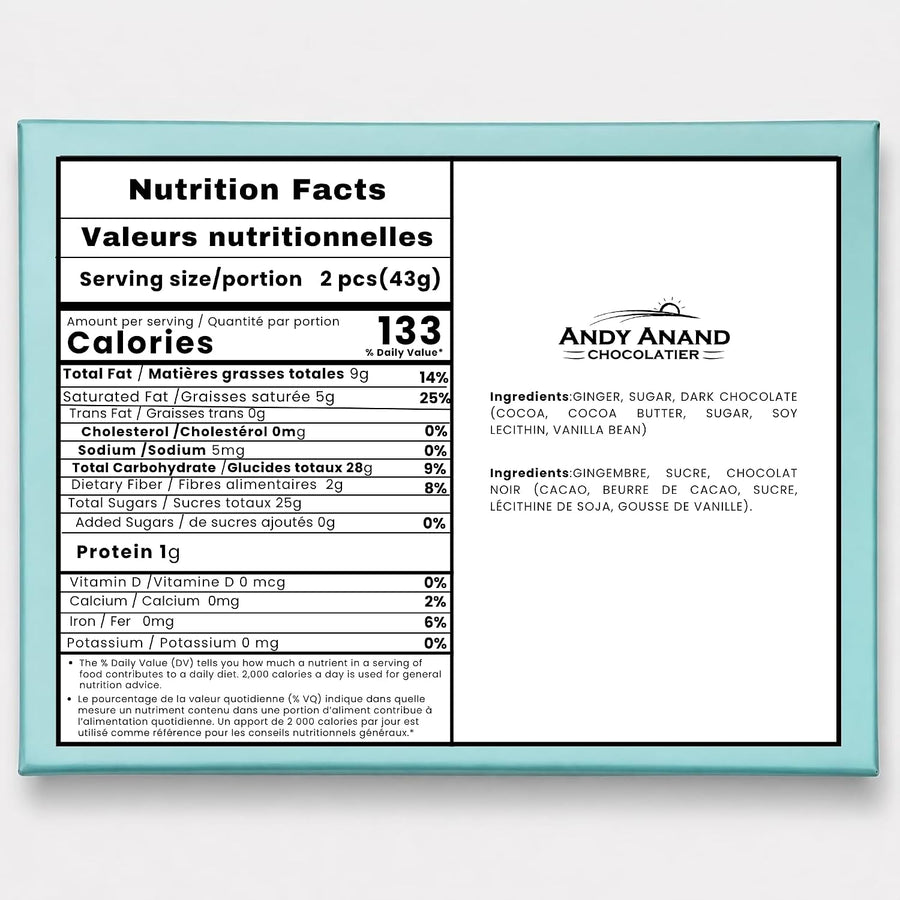 Andy Anand Dark Chocolate Covered Fresh Ginger, 1 lb – Belgian Dark Chocolate, Bold Sweet & Spicy Flavor, Gourmet Handcrafted Holiday Gift